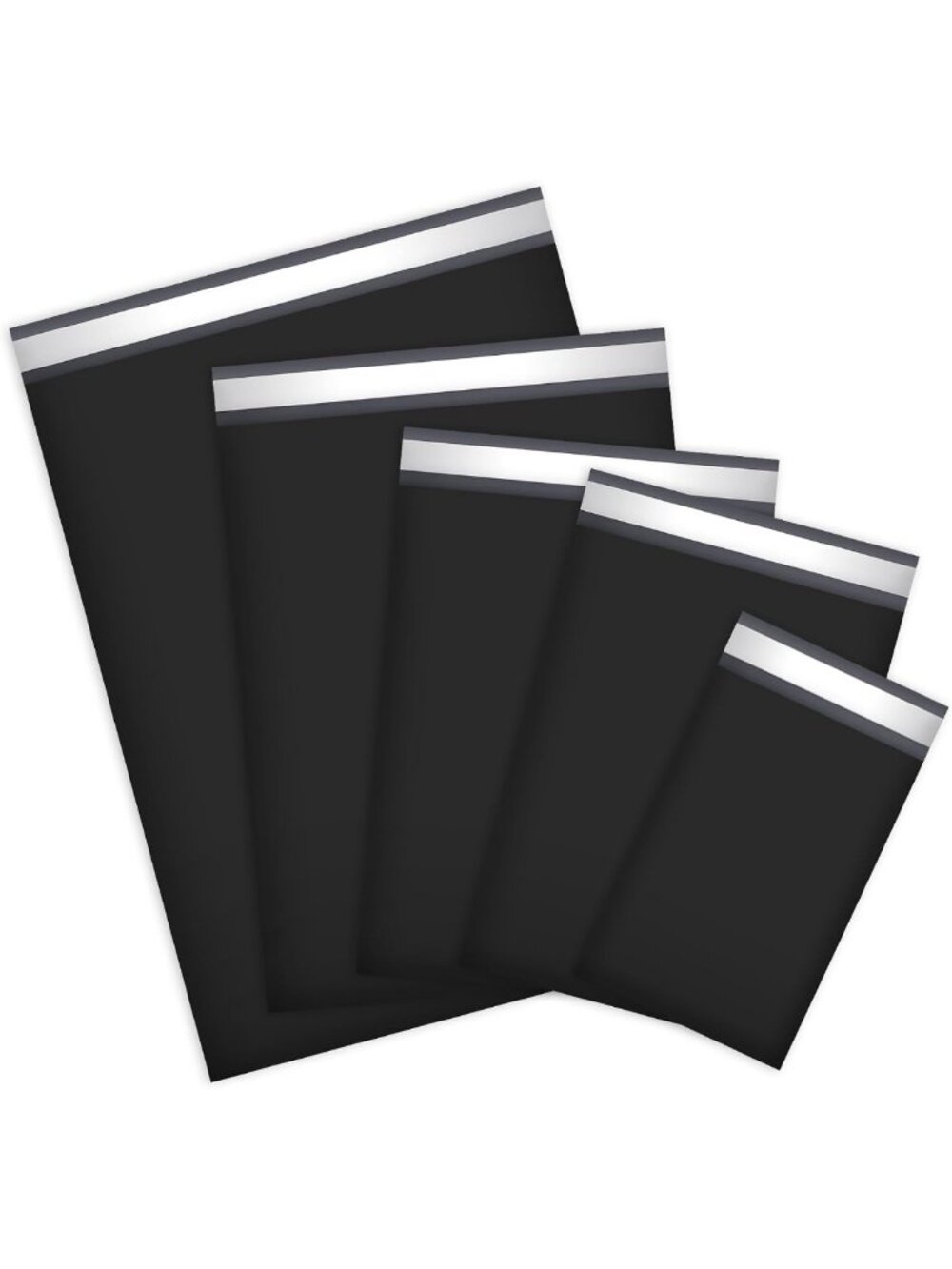 60 Pack Black Poly Mailers - Self-Sealing Mailing Bags in Assorted Sizes for